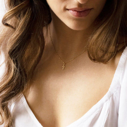 16" Cross Necklace (Gold) - Carlotta