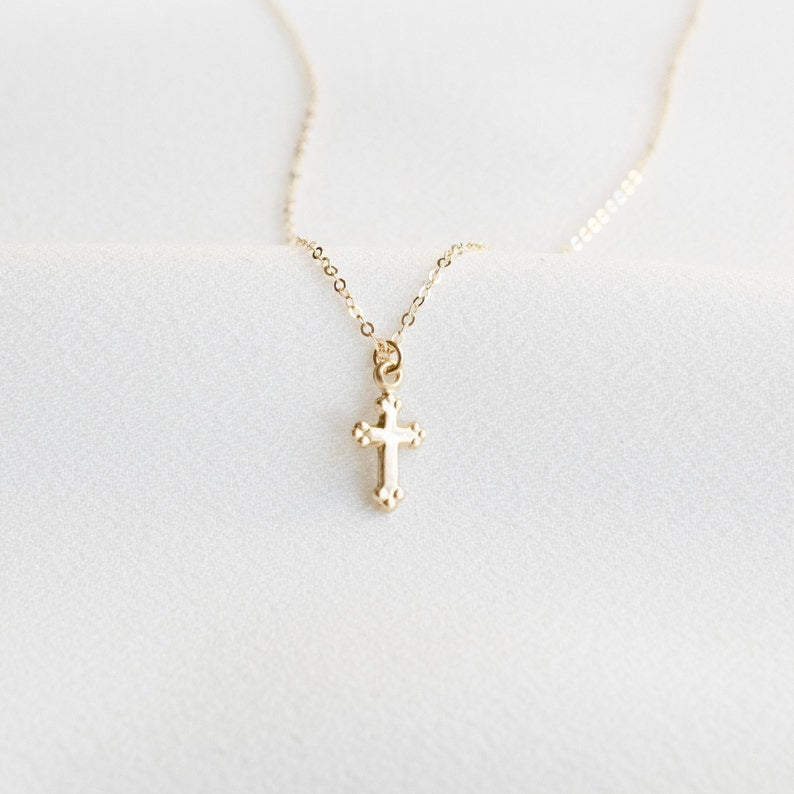 18" Cross Necklace (Gold) - Carlotta