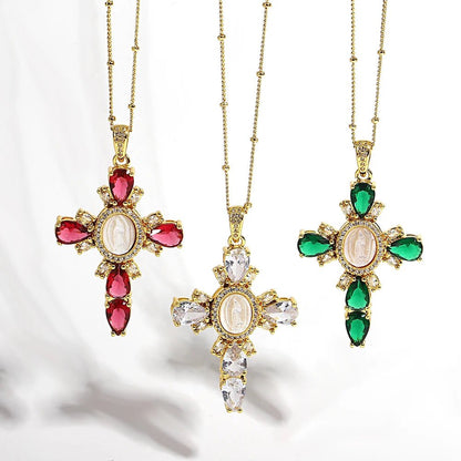 Zircon Cross Necklace - Carlotta