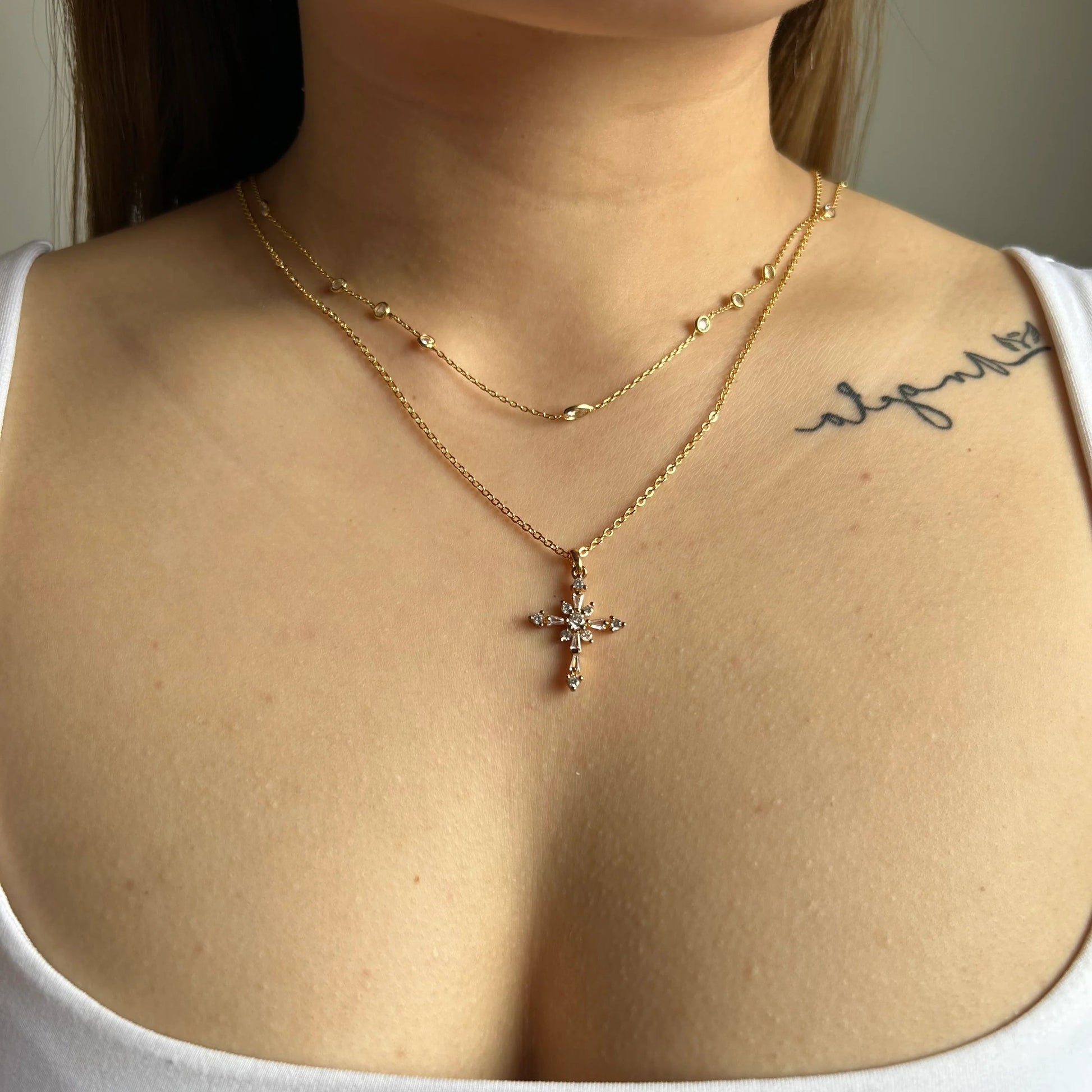 Zirconia Cross Necklace - Carlotta