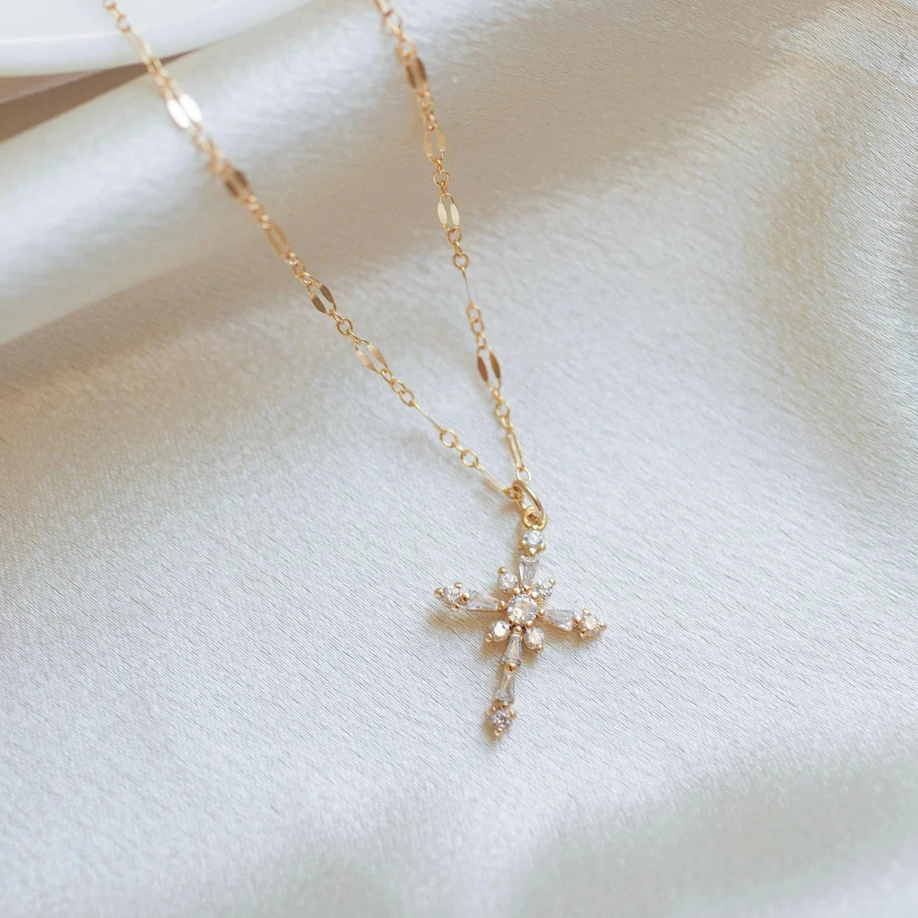Zirconia Cross Necklace – Carlotta Zirconia Cross Necklace – Carlotta